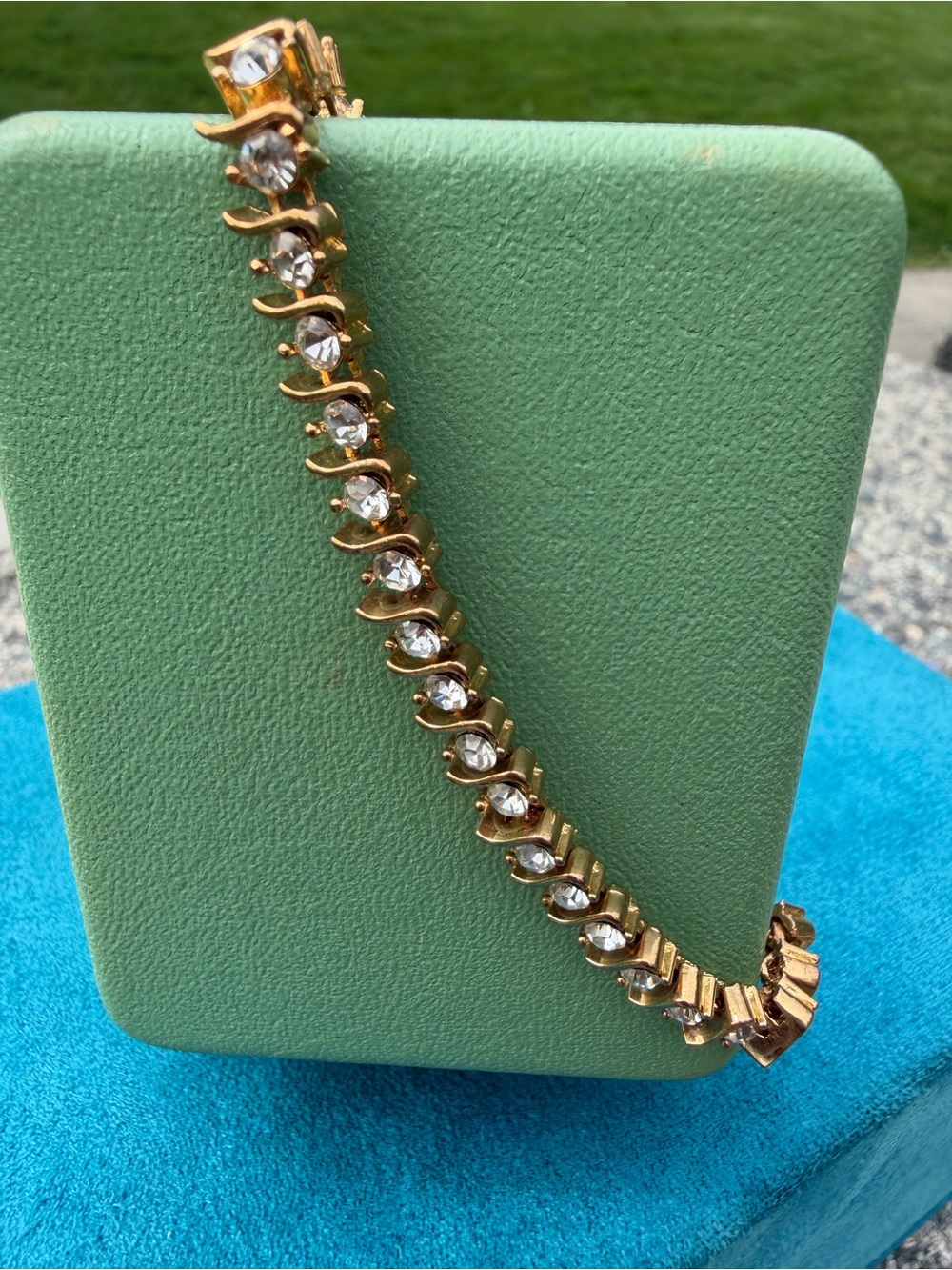24KGP S-Link Tennis Bracelet - Clear Stones - Picture 1 of 8
